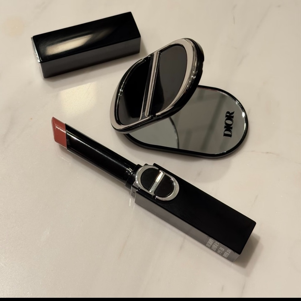 DIOR CD Smart Phone Pop Socket Phone Ring Mirror Stand Black/Silver Compact